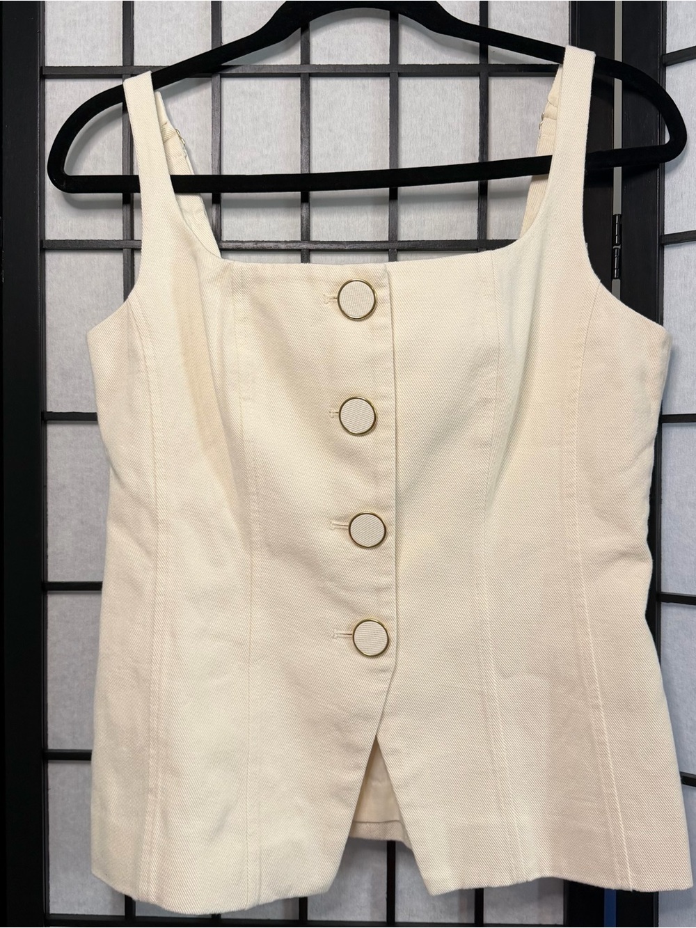 NWT Christian LaCroix Cream Button-Front Sleeveless Top Size 8
